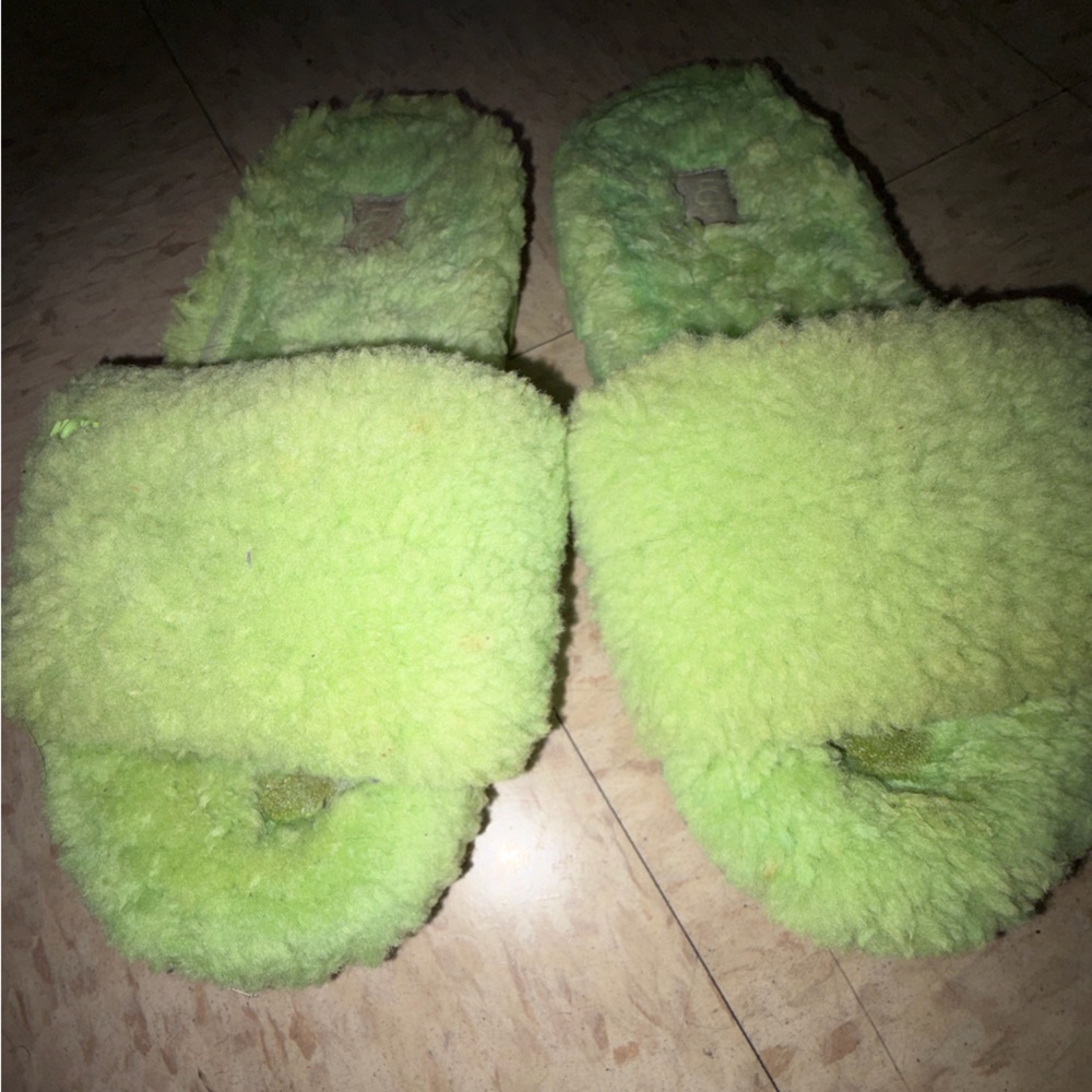 UGG Lime Green Fluffy Slippers